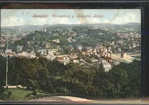 Bielefeld Panorama mit Blick auf Sparrenburg und Anstalten Bethel Kat. Bielefeld