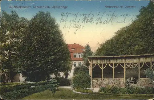 Bad Lippspringe Sanatorium Dr. Brackmann   Liegehalle Kat. Bad Lippspringe