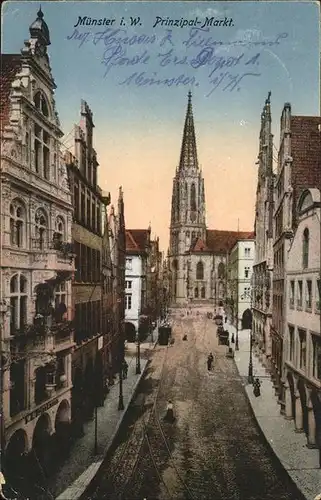 Muenster Westfalen Prinzipal Markt und Blick auf Kirche Kat. Muenster