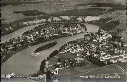 Wasserburg Inn Totalansicht Luftbild Kat. Wasserburg a.Inn