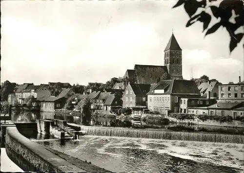 Rheine Ems Wehr mit Blick auf die St Dionysius Pfarrkirche Kat. Rheine