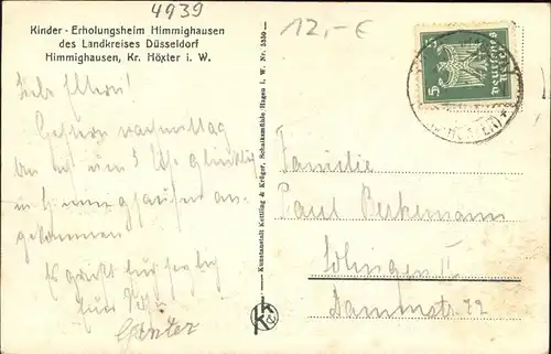 Himminghausen Kinder Erholungsheim   Im Luftbad Kat. Nieheim