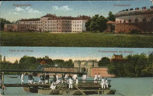 Ingolstadt Donau Pionierkaserne Brueckenschlagen ueber die Donau Kat. Ingolstadt