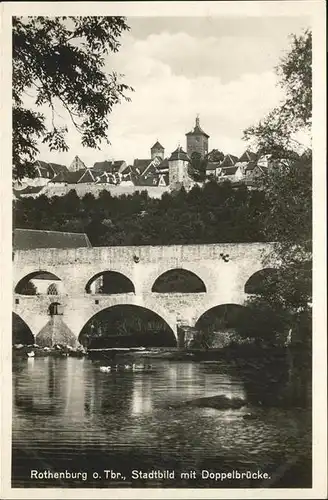 Rothenburg Tauber Doppelbruecke Stadtbild Kat. Rothenburg ob der Tauber