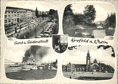 Krefeld Wappen Hauptbahnhof Rheinbruecke Dampfschiff Ostwall Kat. Krefeld