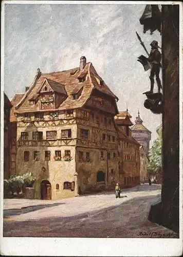 Nuernberg Albrecht Duerer Haus Originalgemaelde Kuenstlerkarte Kat. Nuernberg