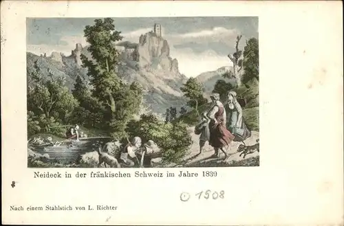 Neideck Kuenstlerkarte fraenk. Schweiz 1839 Stahlstich L. Richter