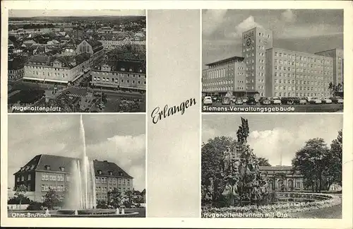 Erlangen Siemens Verwaltungsgeb. Hugenottenbrunnen  Platz Kat. Erlangen