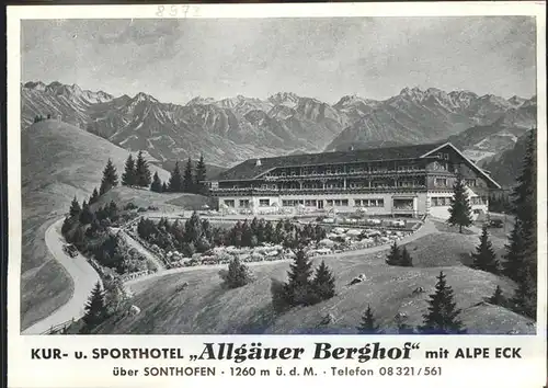 Sonthofen Oberallgaeu Kur Sporthotel Allgaeuer Berghof Alpe Eck Kat. Sonthofen