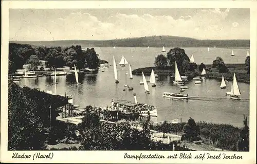 Kladow Dampferstation mit Blick auf Havel und Insel Imchen Kat. Berlin