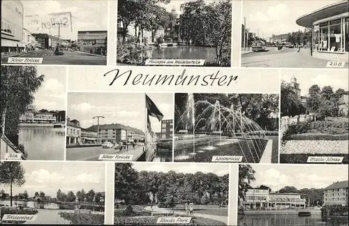 Neumuenster Schleswig Holstein Kieler Bruecke Anlagen Muehlenteich ZOB Park Bad Kat. Neumuenster