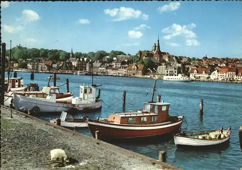 Flensburg Blick ueber die Foerde auf die Stadt Kat. Flensburg