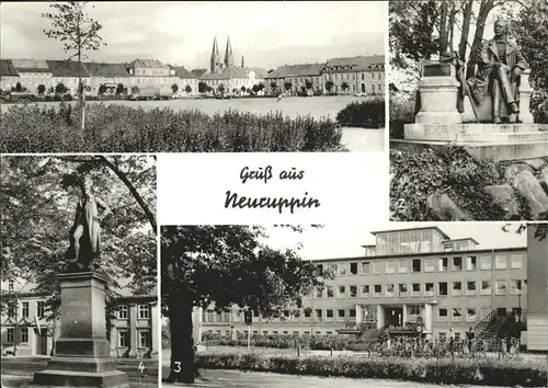 Neuruppin Fontane und Schinkel Denkmal Ernst Thaelmann Platz Kat. Neuruppin