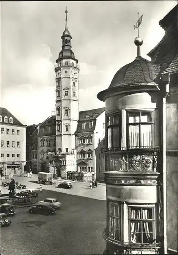 Gera Apotheken Erker mit Blick aufs Rathaus Kat. Gera