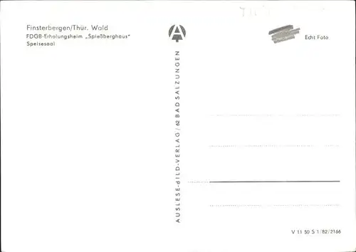 Finsterbergen FDGB Erholungsheim Spiessberghaus Speisesaal Kat. Finsterbergen