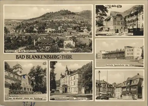 Bad Blankenburg Burg Greifenstein Ferienheime Markt Sportschule  Kat. Bad Blankenburg