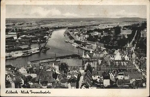 Luebeck Blick Trave abwaerts Luftbild Kat. Luebeck