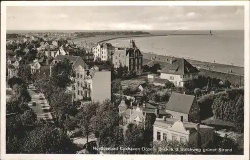 Cuxhaven Nordseebad Panorama mit Blick auf den Strichweg gruener Strand