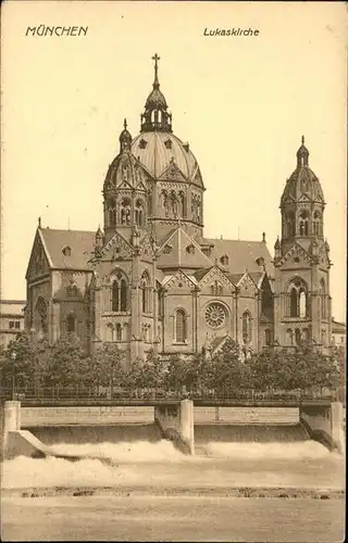 Muenchen Lukaskirche Isar Wehr Kat. Muenchen