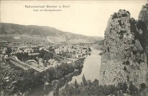 Bad Muenster Stein Ebernburg Radiumsolbad Panorama mit Rheingrafenstein / Bad Muenster am Stein-Ebernburg /Bad Kreuznach LKR