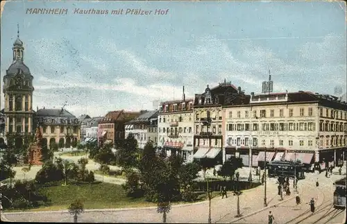 Mannheim Kaufhaus mit Pfaelzer Hof Denkmal Strassenbahn Kat. Mannheim