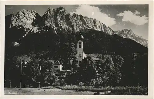 Grainau Teilansicht Kirche Wettersteingebirge Kat. Grainau