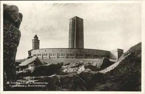 Dorfweil Taunus Grosser Feldberg mit Fernsehsender Aussichtsturm und Brunhildisfelsen