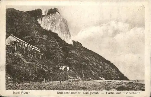 Stubbenkammer Ruegen Koenigsstuhl Kreidefelsen Partie mit Fischerhuette