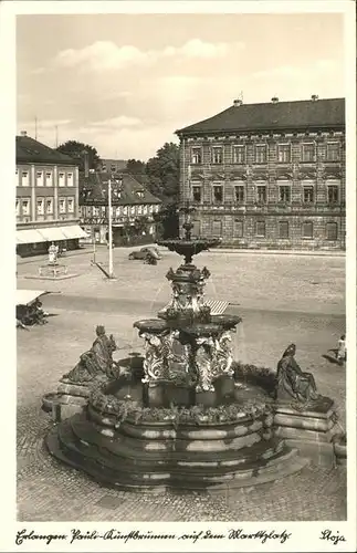 Erlangen Kunstbrunnen auf dem Marktplatz Kat. Erlangen