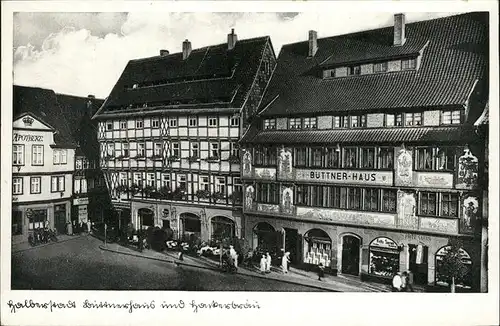 pw34421 Halberstadt Buettnerhaus mit Hackerbraeu Kategorie. Halberstadt Alte Ansichtskarten