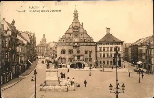 Plauen Vogtland Altmarkt mit Koenig Albert Denkmal Kat. Plauen