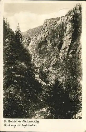 Thale Harz Bodetal Blick auf die Teufelsbruecke Kat. Thale