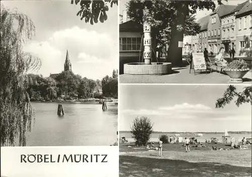 Roebel Mueritz Teilansichten Kirche Brunnen Strand Kat. Roebel Mueritz