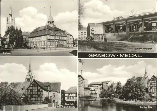 Grabow Mecklenburg Rathaus Einkaufszentrum Willi Fruendt Strasse Partie an der Elde Kat. Grabow Mecklenburg