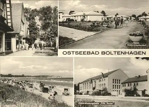 Boltenhagen Ostseebad Mittelweg FDGB Urlauberdorf Strand FDGB Erholungsheim Fritz Reuter Kat. Ostseebad Boltenhagen