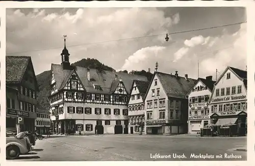 Bad Urach Marktplatz mit Rathaus Fachwerkhaus Kat. Bad Urach