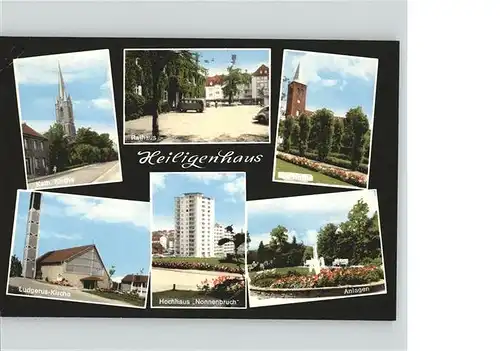 Heiligenhaus Kirche Rathaus Hochhaus Nonnenbruch Parkanlagen Springbrunnen Kat. Heiligenhaus