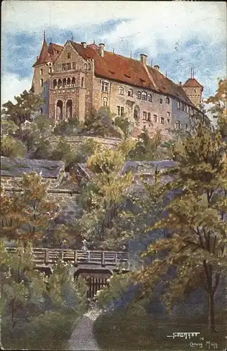 Nuernberg Burg von Westen Kuenstlerkarte Kat. Nuernberg