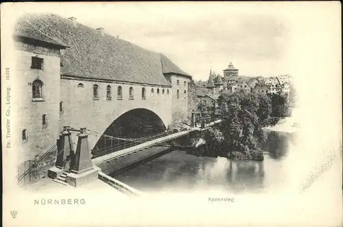 Nuernberg Kettensteg ueber der Pregnitz Haengebruecke Kat. Nuernberg