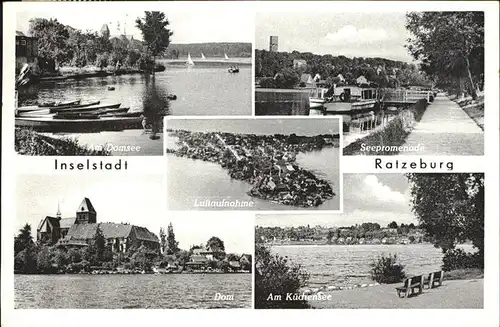 Ratzeburg Domsee Boot Seepromenade Kuechensee Luftaufnahme Kat. Ratzeburg