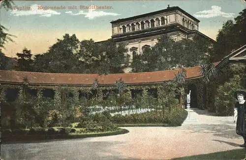 Teplitz-Schoenau Sudetenland Bad Kolonade mit Stadttheater Park / Teplice /