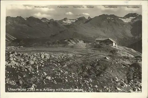 Zuers Vorarlberg Ulmer Huette am Arlberg mit Ferwallgruppe