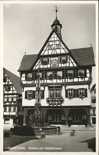 Bad Urach Rathaus mit Marktbrunnen Fachwerkhaus Kat. Bad Urach