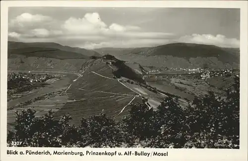 Bullay Mosel Blick auf Puenderich Marienburg Prinzenkopf und Alf