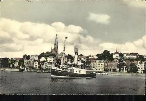 Flensburg Blick auf Juergensby Dampfer Kirche Kat. Flensburg