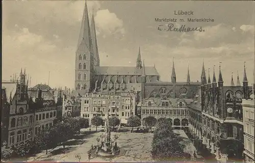 Luebeck Marktplatz Rathaus Marienkirche Kat. Luebeck