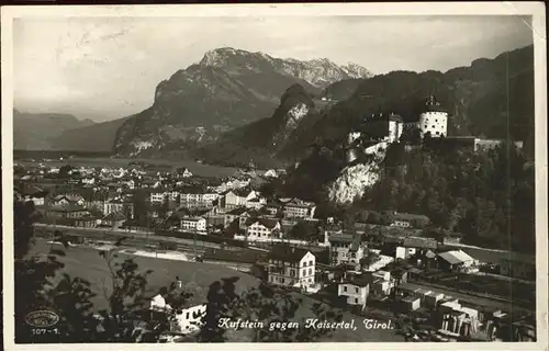 Kufstein Tirol Panorama gegen Kaisertal Burg Kat. Kufstein