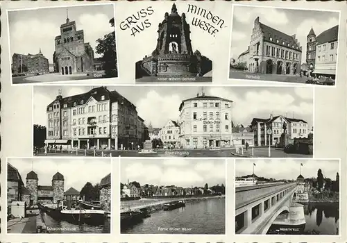 Minden Westfalen Dom Kaiser Wilhelm Denkmal Rathaus Schachtschleuse Weserkreuz Stadteingang / Minden /Minden-Luebbecke LKR