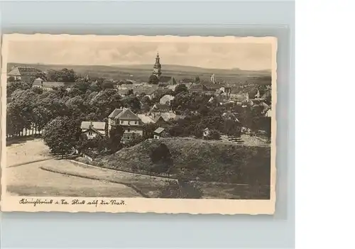 Koenigsbrueck Blick auf die Stadt Kirche Kat. Koenigsbrueck