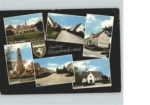 Herzebrock Teilansichten Kirche Ehrenmal Schule Wappen Kat. Herzebrock Clarholz